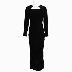 Galanos Evening Gown Formal Long Dress Black Silk Velvet Sculptural Collar Rare